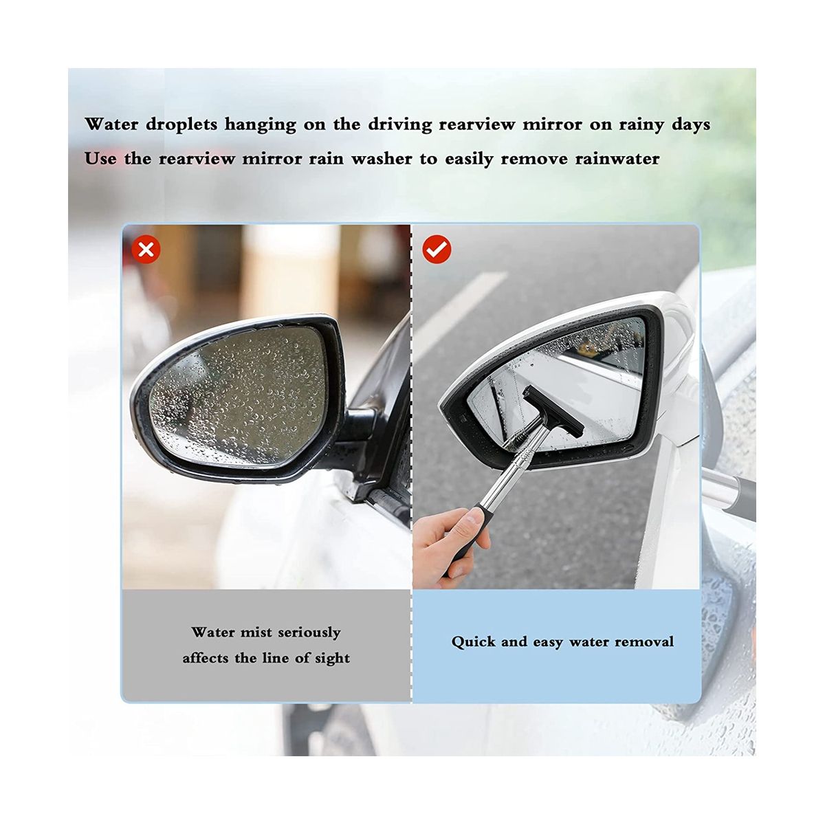 Car Side Mirror Squeegee Car Mirror Squeegee Portable Car Squeegee Car Rearview Mirror Wiper Telescopic Mini Squeegee