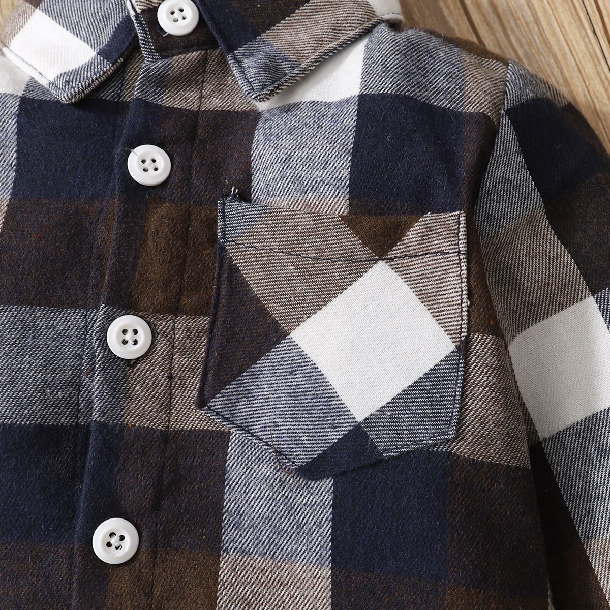 1-6Y Kid Boys Clothes Set Long Sleeves Classic Plaid Shirt Ripped Denim Pants