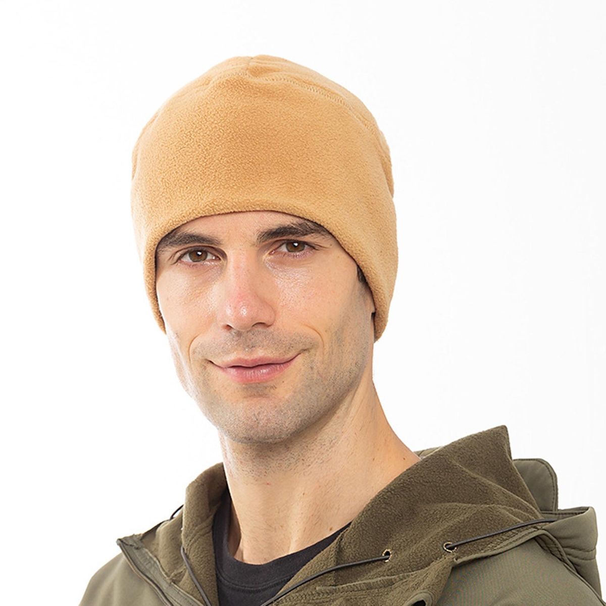 Men Cap Thickened Outdoor Warm Fleece Cap Khaki