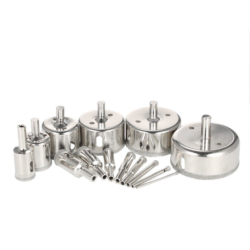 14PCS 3-70mm Glass Hole Saw Kit Diamond Coated Core Hole Saw