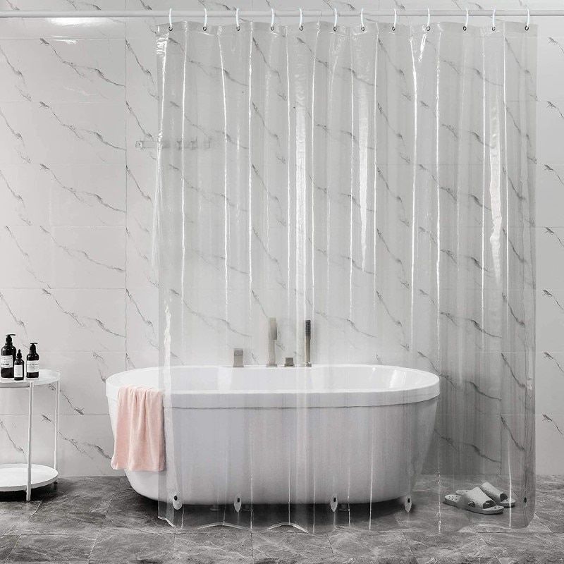 High Clear Shower Curtain Waterproof Transparent Curtains Liner Mildew Plastic Bath Curtains With Hooks Home PEVA Bathroom Decor Transparent