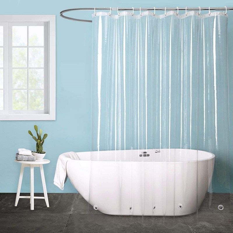 High Clear Shower Curtain Waterproof Transparent Curtains Liner Mildew Plastic Bath Curtains With Hooks Home PEVA Bathroom Decor Transparent
