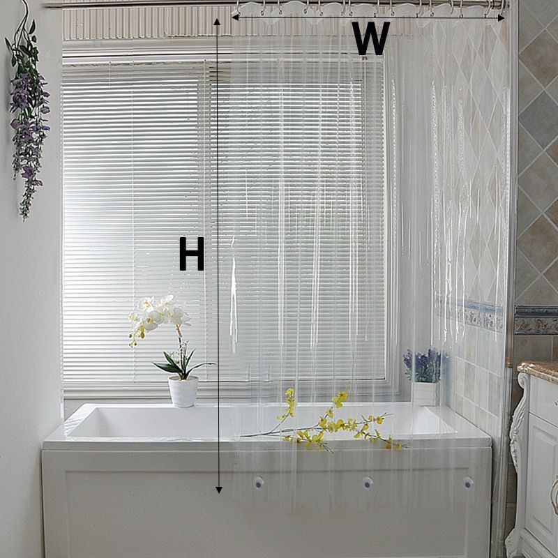 High Clear Shower Curtain Waterproof Transparent Curtains Liner Mildew Plastic Bath Curtains With Hooks Home PEVA Bathroom Decor Transparent
