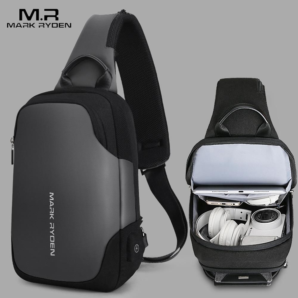 MARK RYDEN Portable Fashionable Casual Anti-Thief Multifunctional Waterproof USB Charging Men Single-Shoulder Bag