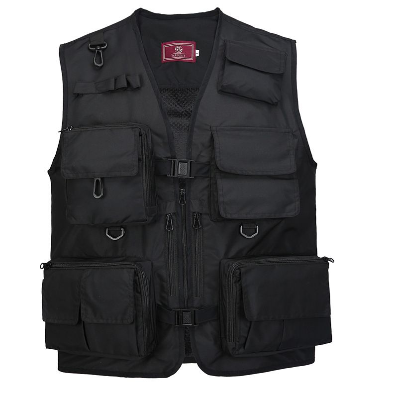 Fishing Vest Detachable Multiple Pockets Breathable Grid