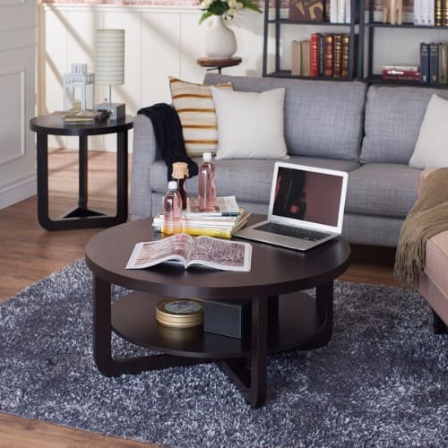 Daxon Modern Cappuccino Round Coffee Table - Brown