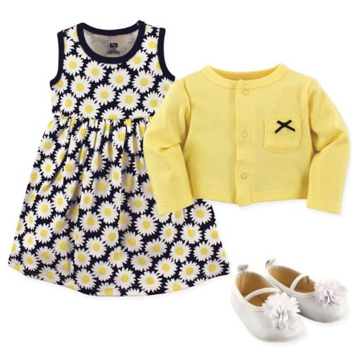 Baby Girl Daisy Dress Jacket & Shoe - Yellow