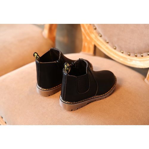Children's Martin Leather Short Boots British Style-Black