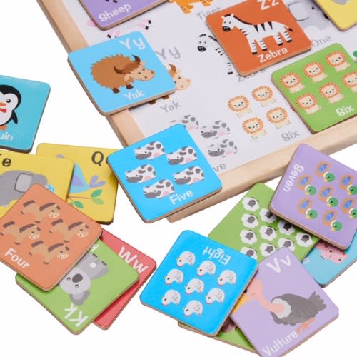 2-in-1 Magnetic Alphabet, Puzzle & Chalk Blackboard