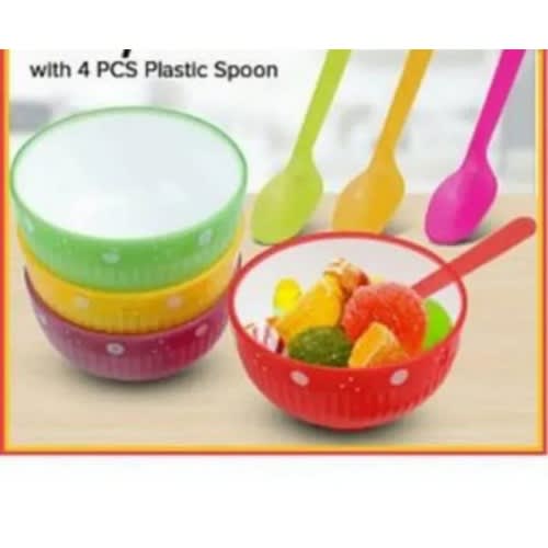Jelly Bowls With Plastic Spoons - 4 Pieces