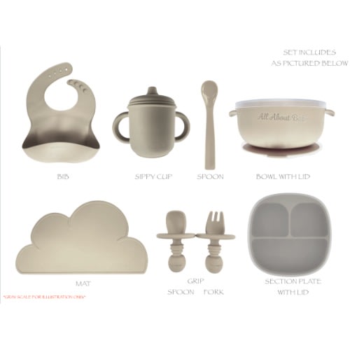 Silicone Baby Feeding Set - 8 Pieces - Blue