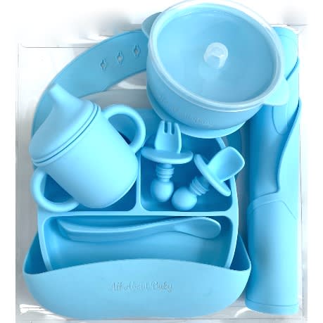 Silicone Baby Feeding Set - 8 Pieces - Blue