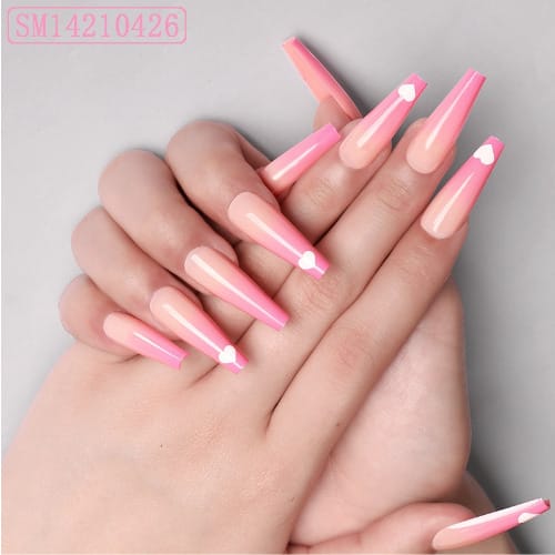 Ballet Coffin Full Cover Long Press-on Nail Tips - Sm14210426 - 24 Pieces
