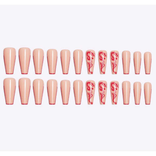 Ballet Coffin Full Cover Long Press On Nail - Sm14210455  -24 Pieces