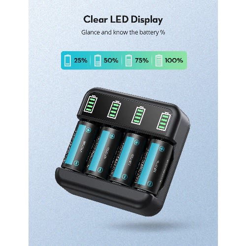 Cr123 Rechargeable Lithium Batteries, 8 Count 3.7v 850mah With Battery Charger