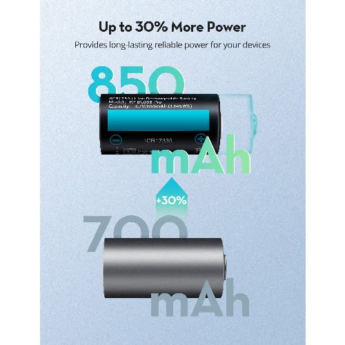Cr123 Rechargeable Lithium Batteries, 8 Count 3.7v 850mah With Battery Charger