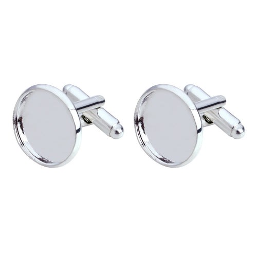 10 Silver Blank Cufflinks 16mm With Glass Cover