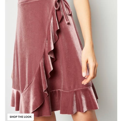 Velvet Frill Strappy Wrap Dress - Pale Pink