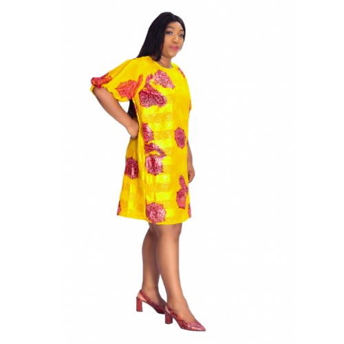 Yellow Chiffon Midi Dress