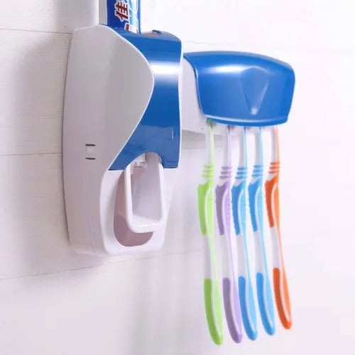 Toothbrush Holder And Automatic Toothpaste Dispenser Squeezer