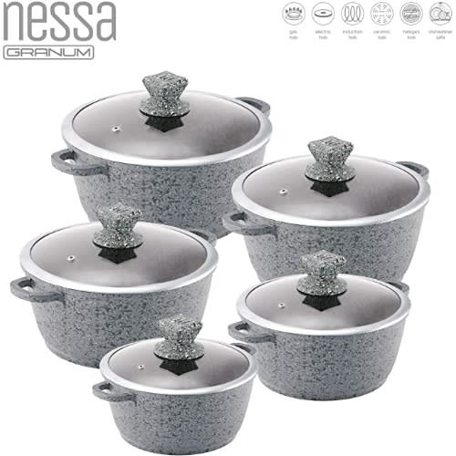 Nessa 5 Set Non-stick Stock Pot - Grey