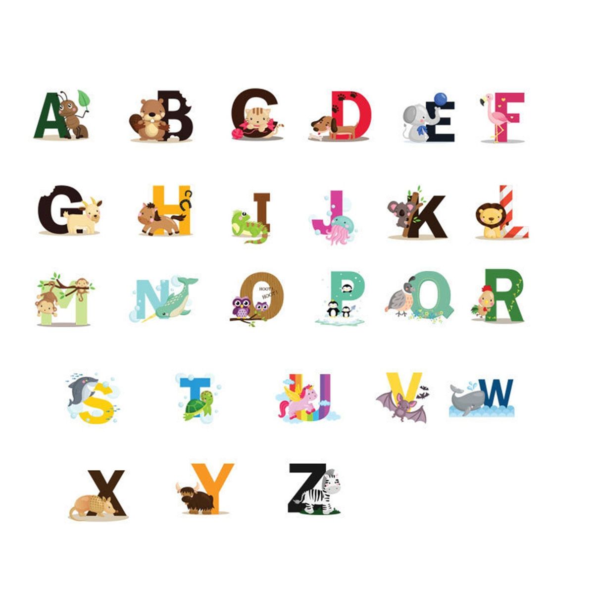 Alphabet Shaped Wall Decals DIY Letter Theme Boys Kids Room