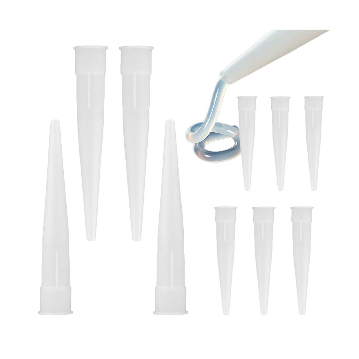 100 PCS Plastic Caulking Nozzles Extender Caulk Nozzle Tip