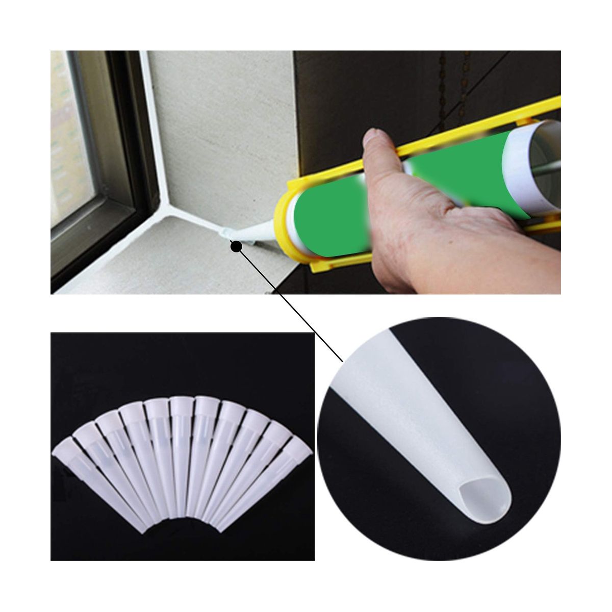 100 PCS Plastic Caulking Nozzles Extender Caulk Nozzle Tip