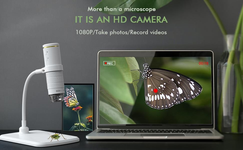 WiFi Digital Microscope HD 1080P Resolution 50 to 1000x Wireless Magnification Endoscope 8 LED Mini Camera with Updated Stand Portable Case, Compatible with iPhone iPad Android Mac Windows