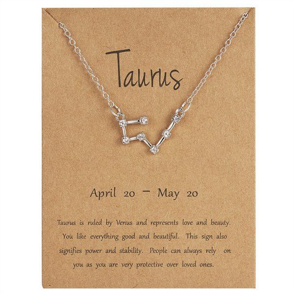 Twelve Constellations, Starry Sky, Diamond Necklace, Silver Gemini