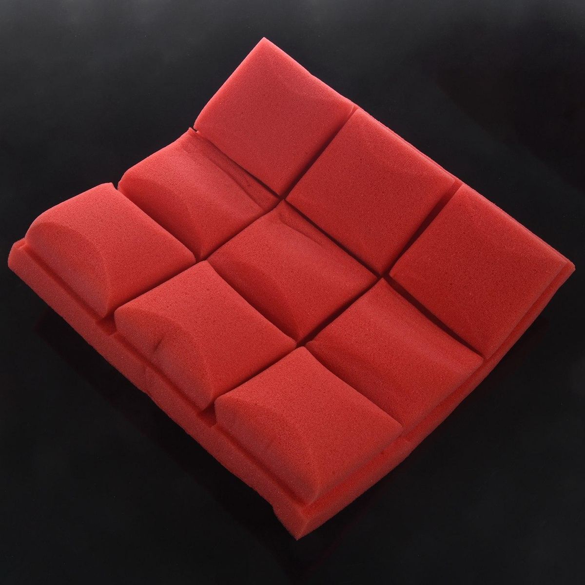 25X25X5cm Wallpaper Sticker Practical Acoustic Foam Panel Sound Stop Absorption Sponge Studio Ktv Living Room Bar Soundproof Solid Sponge 3D Wall Sticker (Red)
