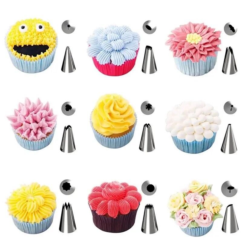 32PCS Russian Piping Tips Set +Bag DIY Stainless Steel Pastry Piping Nozzles Icing Piping Kitchen Baking Cake Decorating Tools