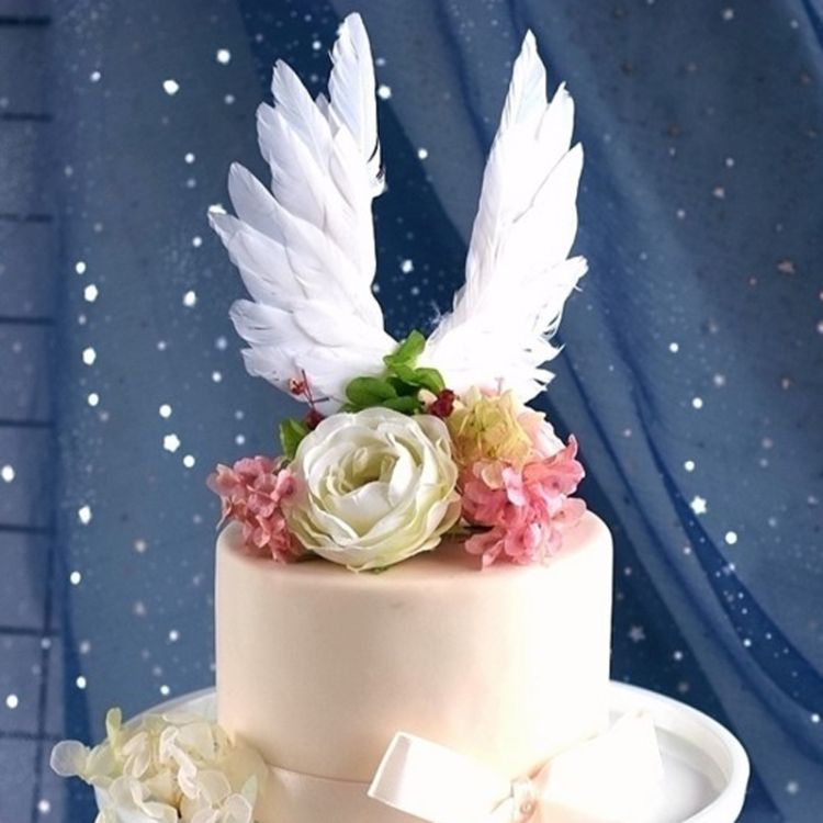 2 PCS Party Cake Decoration Wings Decoration Feather Wings Card