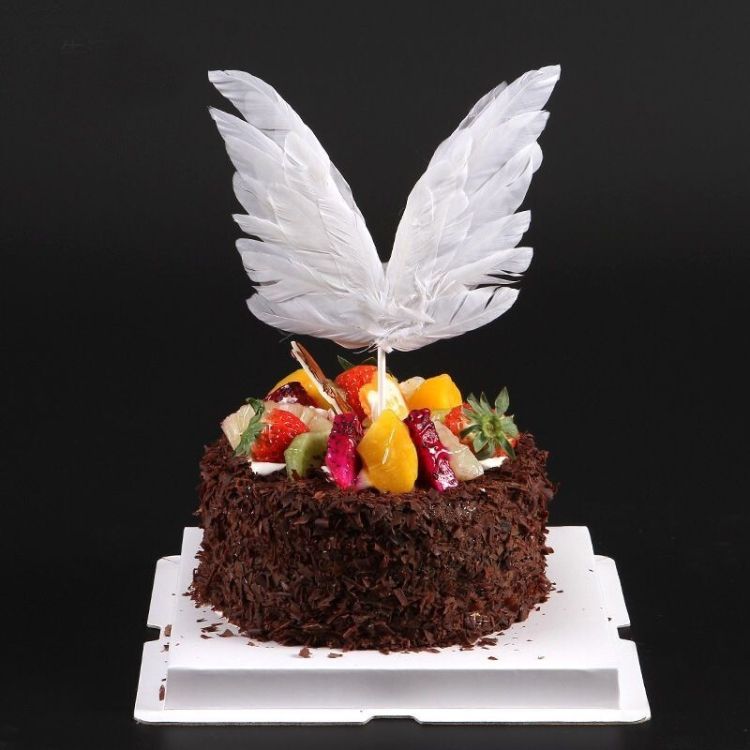 2 PCS Party Cake Decoration Wings Decoration Feather Wings Card