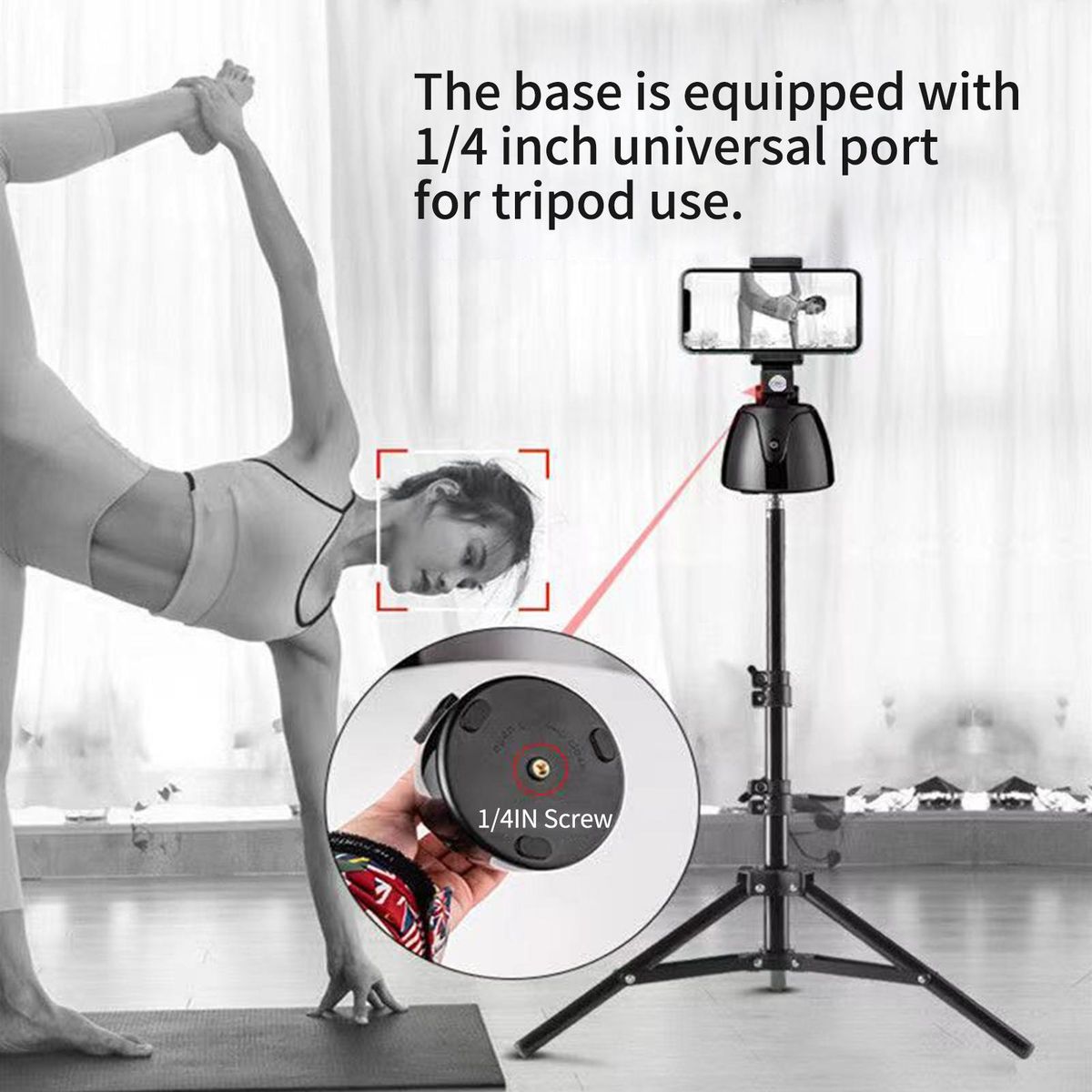 360° Object Tracking Holder Selfie Stick 360° Rotation Auto Face Object Tracking Release Your Hands Wireless BT Connection for all phones Intelligent Camera AI Composition for 1/4in Screw