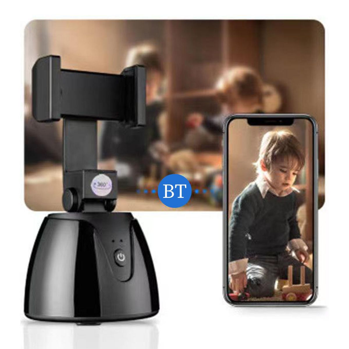 360° Object Tracking Holder Selfie Stick 360° Rotation Auto Face Object Tracking Release Your Hands Wireless BT Connection for all phones Intelligent Camera AI Composition for 1/4in Screw