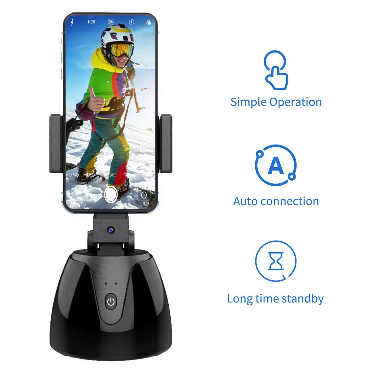 360° Object Tracking Holder Selfie Stick 360° Rotation Auto Face Object Tracking Release Your Hands Wireless BT Connection for all phones Intelligent Camera AI Composition for 1/4in Screw