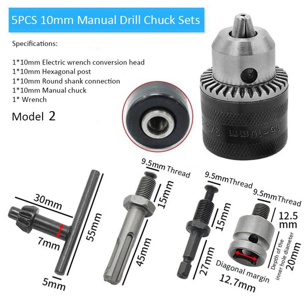 5PC Drill Chuck Sets Square Handle Round Handle Post
