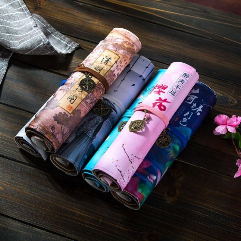 Pen Storage Box Pencil Curtain Rolling Pencil Case Japanese-Style Retro Chinese Style New Popular Middle School Student Beautiful