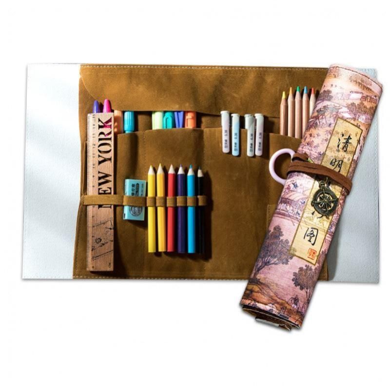 Pen Storage Box Pencil Curtain Rolling Pencil Case Japanese-Style Retro Chinese Style New Popular Middle School Student Beautiful