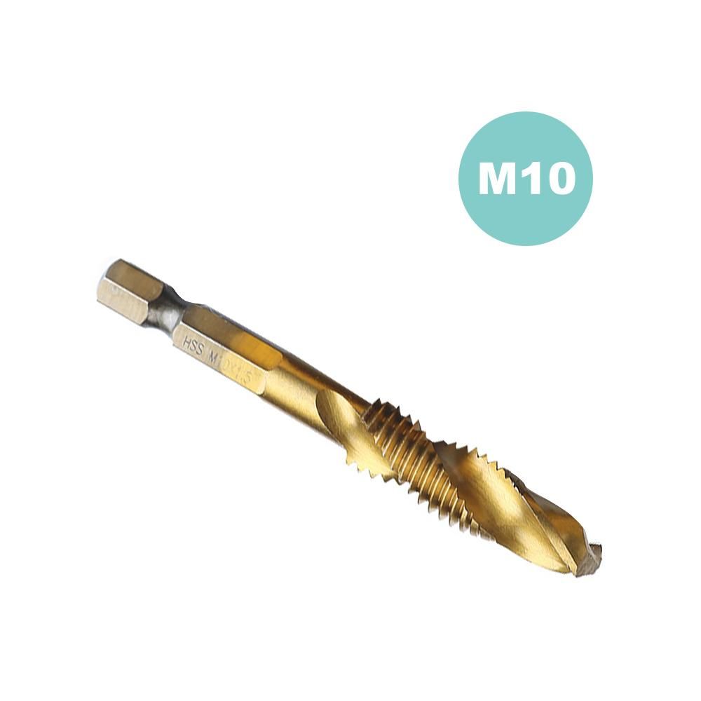 Screw Tap Drill Bits HSS Screw Spiral Point Thread M-3 M-4 M5 M6 M-8 M-10 Metal Working Hex Shank Machine Kit M-10