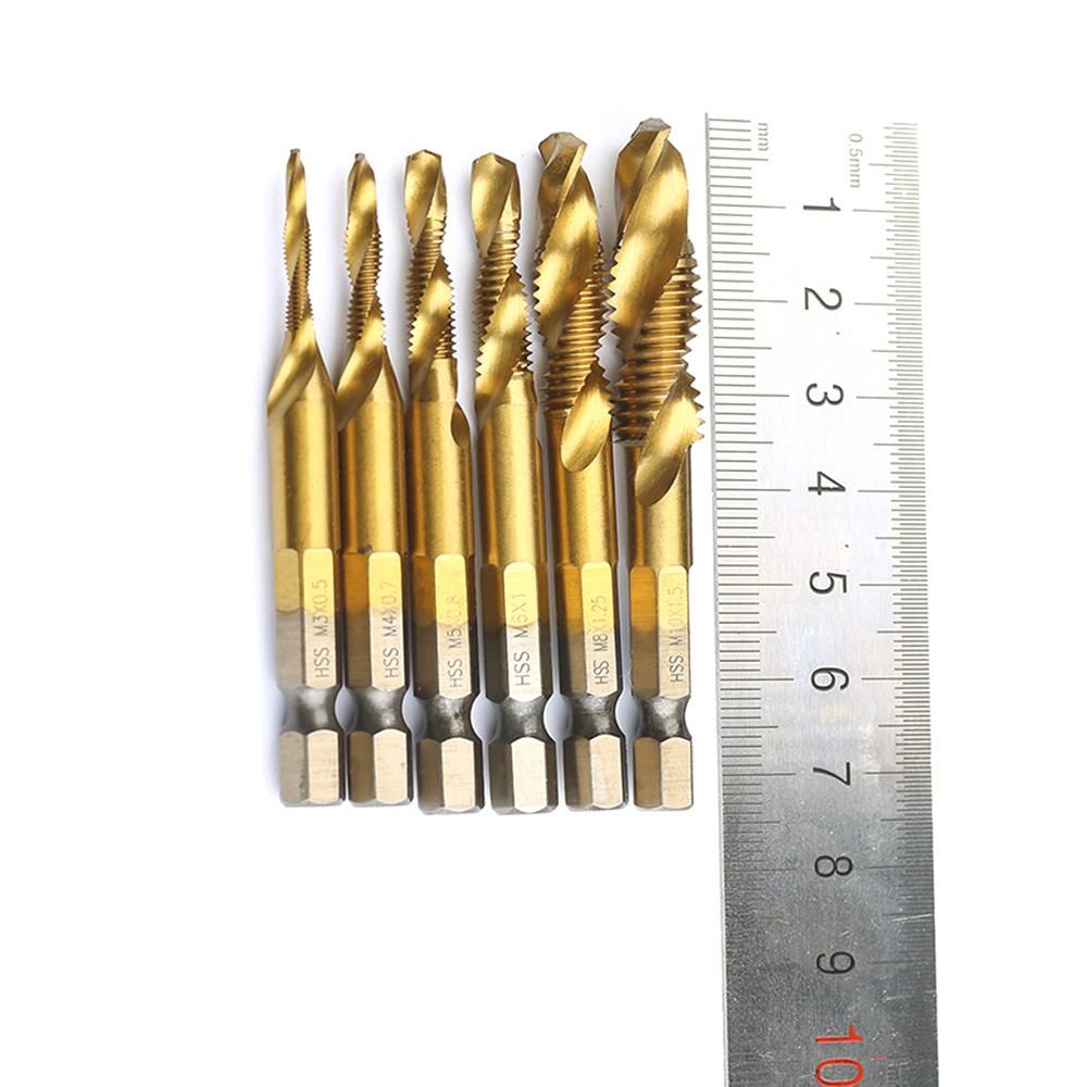 Screw Tap Drill Bits HSS Screw Spiral Point Thread M-3 M-4 M5 M6 M-8 M-10 Metal Working Hex Shank Machine Kit M-10