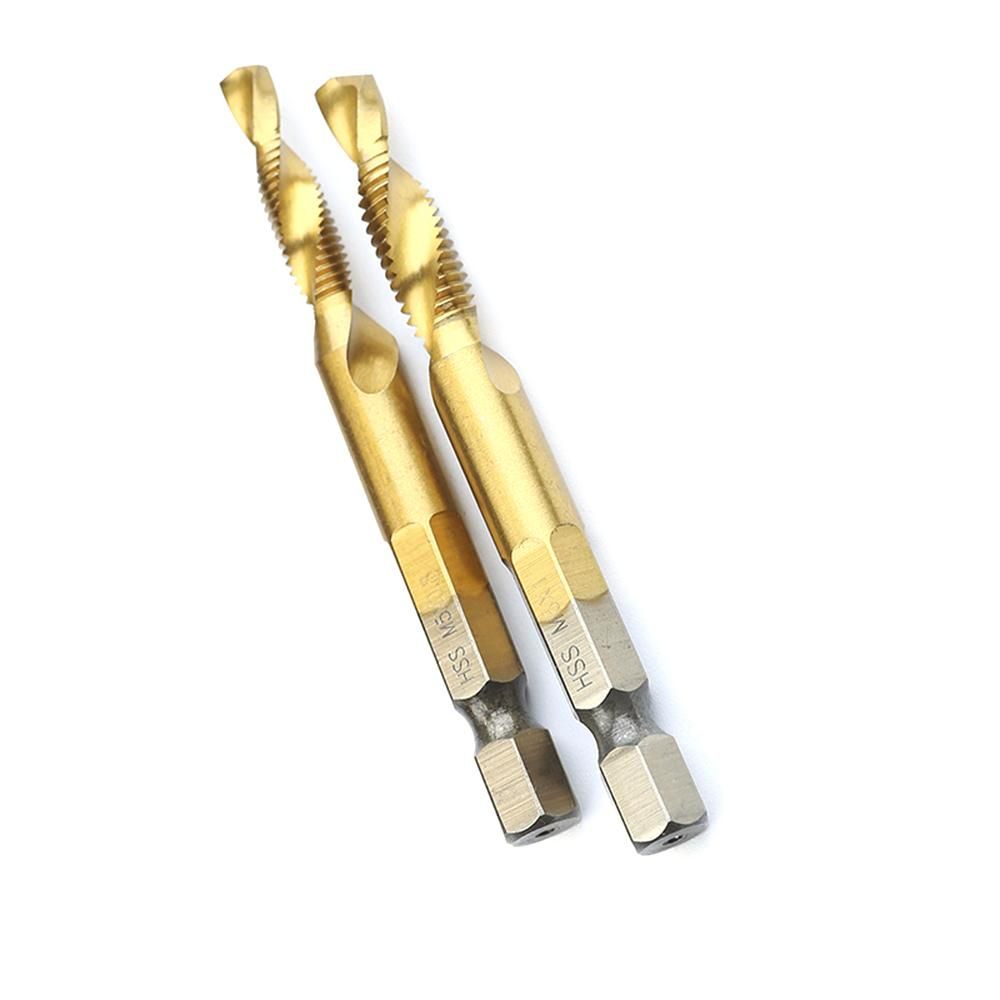 Screw Tap Drill Bits HSS Screw Spiral Point Thread M-3 M-4 M5 M6 M-8 M-10 Metal Working Hex Shank Machine Kit M-10