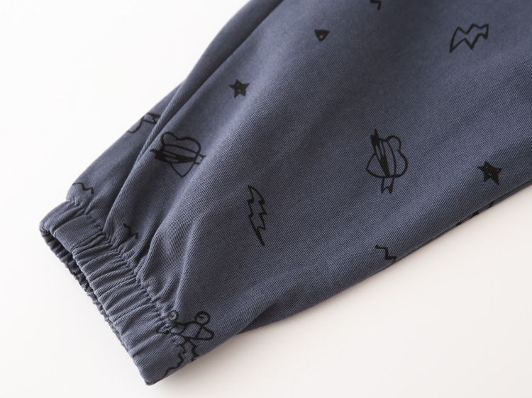 Cotton Kids Boys Casual Printed Pants-Dark Grey