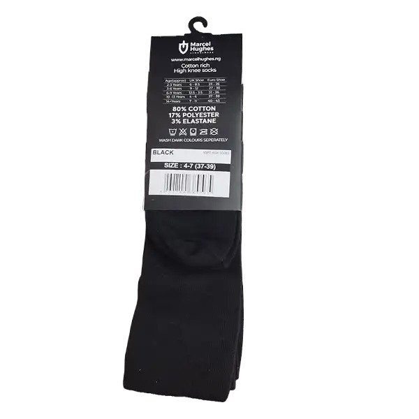 Boys Knee High Black Socks