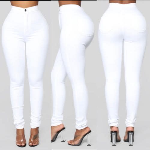 High Waist Skinny Jeans For Ladies- White