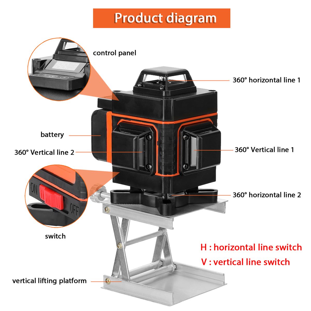 Multifunctional 16 Lines Self-leveling Level Tool With 1.2M