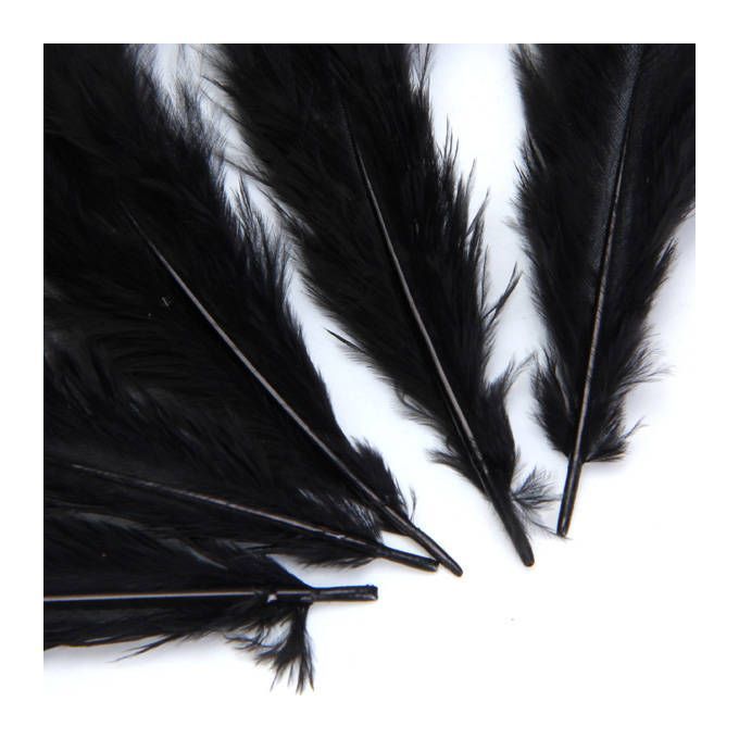 50pcs Black Dyed Rooster Feather Wedding Clothing Decoration For Craft
