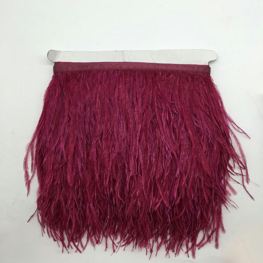 Ostrich Feather Fringe Trim Costume Sewing Crafts Decor 9 Wine Red