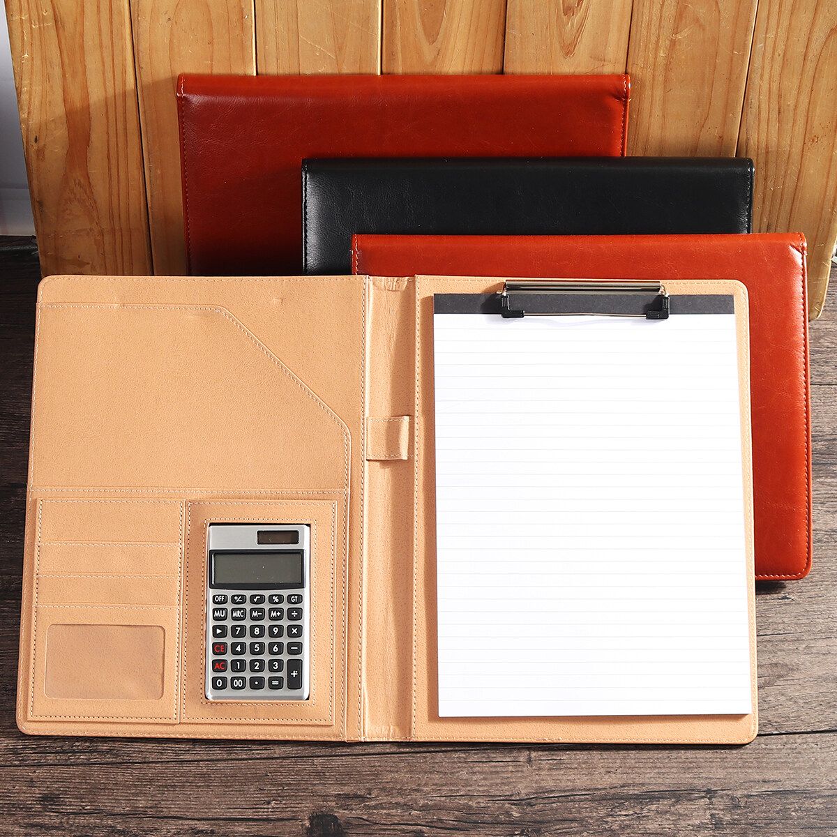 A4 Conference Folder Organiser Calculator PU Business Document Office Note Pad Pattern 4